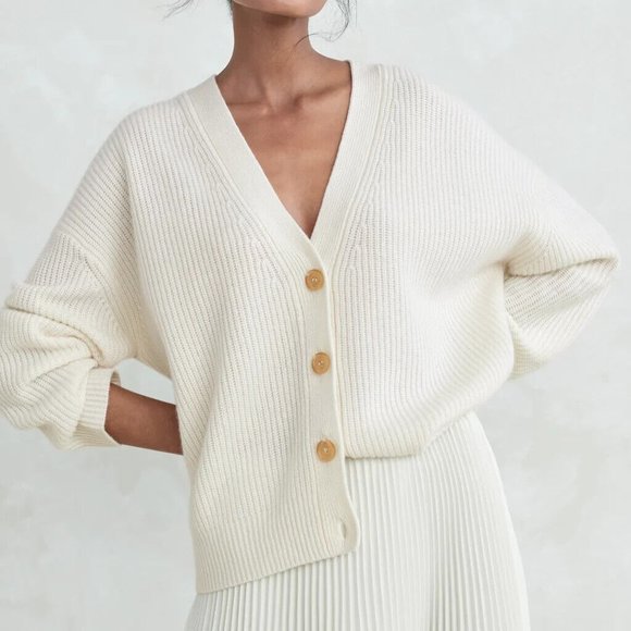 JENNI KAYNE NWOT COCOON CASHMERECARDIGAN SWEATER WHITE IVORY SIZE XXS